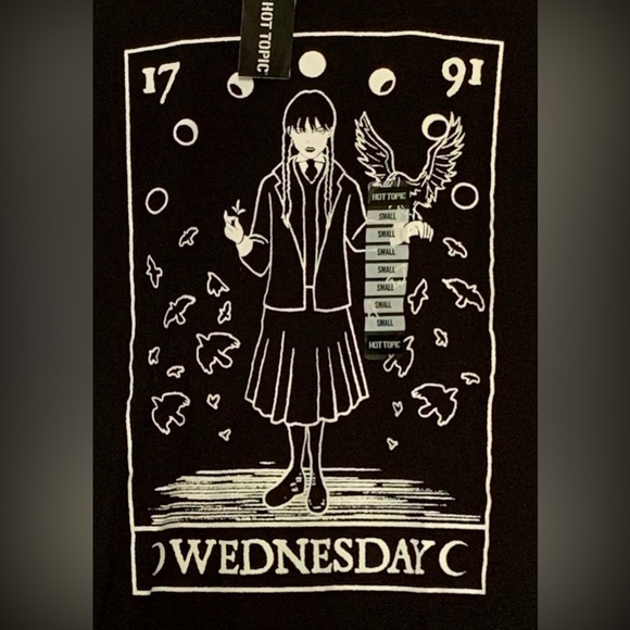 Hot Topic - Wednesday Adams Black Short Sleeve T-shirt W/ White Graphic - Small - Picture 4 of 10